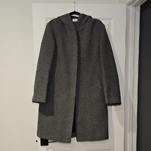 Vintage 90s Y2K Table Eight Australia Women's Gray Hooded Wool Coat Size 16